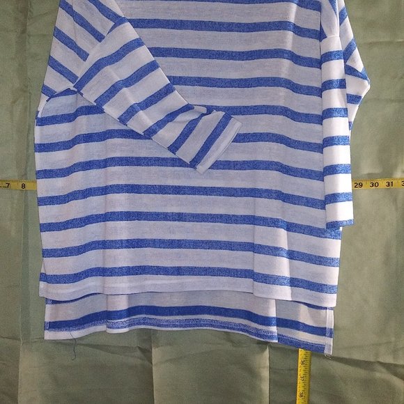 Blue and White Striped Sweater Top by Bishop & Young, size Large - Picture 8 of 12